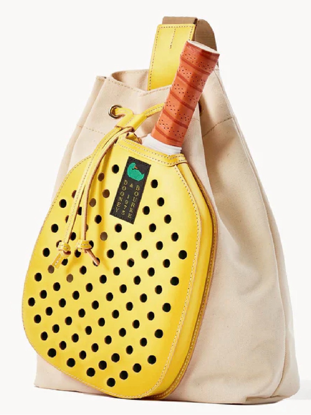 Dooney & Bourke Yellow and Cream Tennis Racket Tote